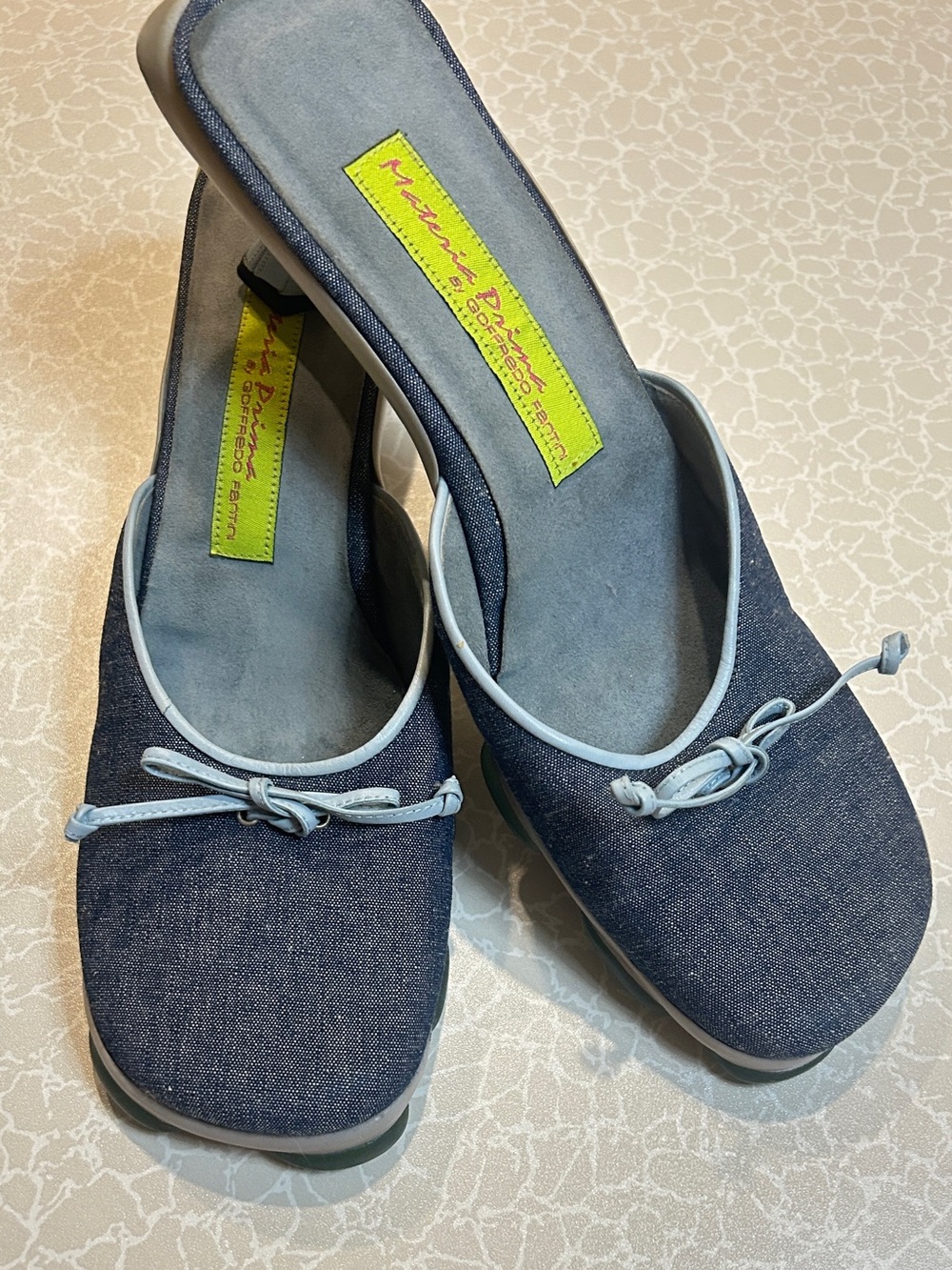 Materia Prima by Goffordo Fantini women's shoes 9 1/2. Blue denim and leather